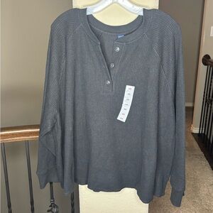 Old Navy Cozy Waffle Henley Shirt Size 3X NEW Cozy Comfy Winter Relax Neutral